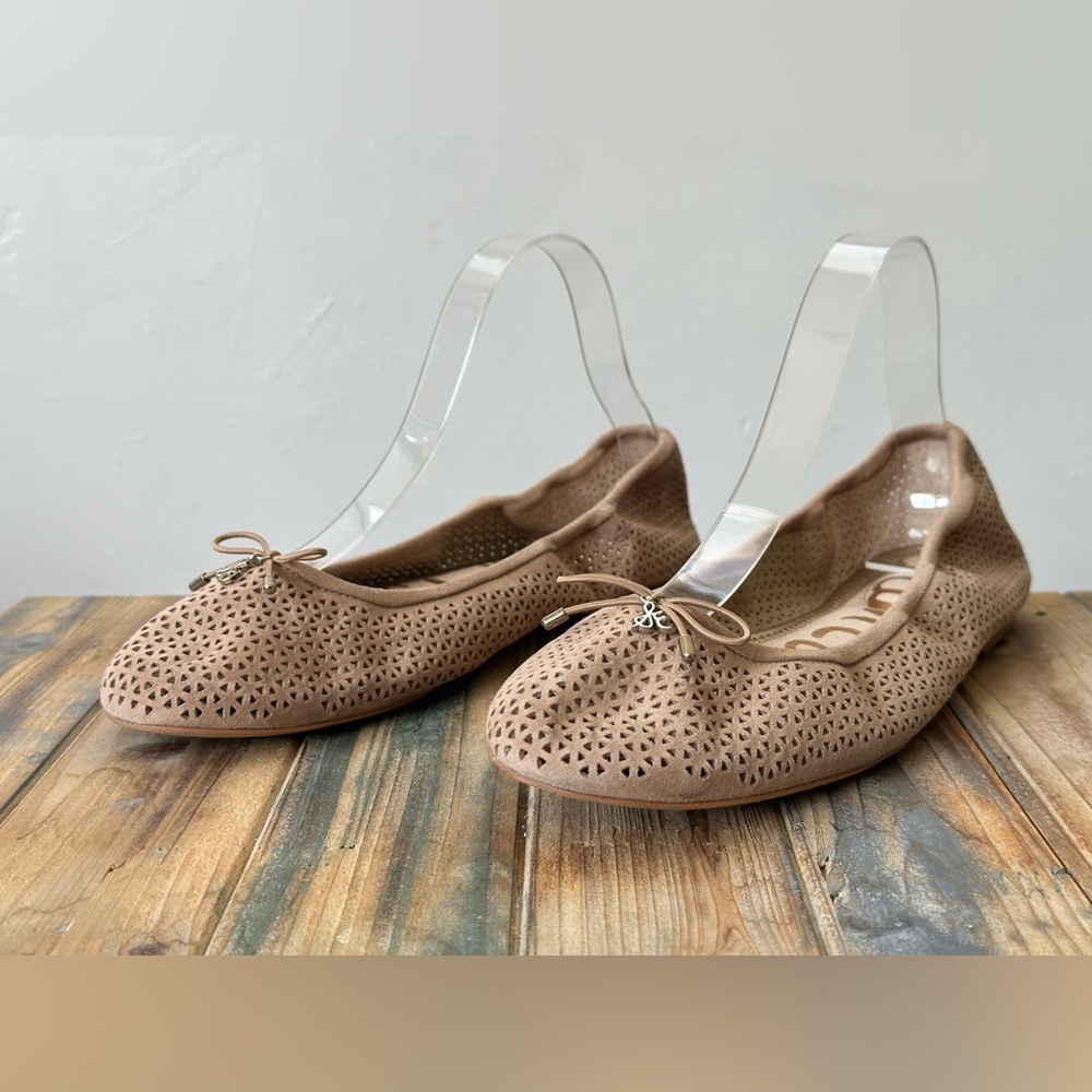 Sam Edelman Felicia 2 Brown Laser Cut Suede Ballet Flats Women’s Size 10
